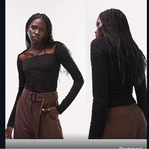 NAKD ruched black long sleeve cutout strap shirt XXL $58